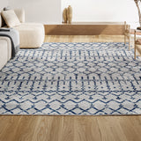Moroccan Hype Boho Vintage Diamond Area Rug Cream/Navy