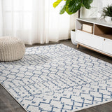 Moroccan Hype Boho Vintage Diamond Area Rug Cream/Navy