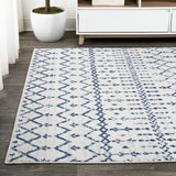Moroccan Hype Boho Vintage Diamond Area Rug Cream/Navy