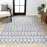 Moroccan Hype Boho Vintage Diamond Area Rug Cream/Navy