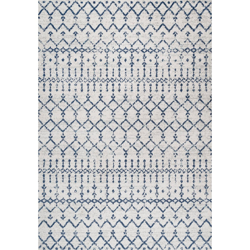 Moroccan Hype Boho Vintage Diamond Area Rug Cream/Navy