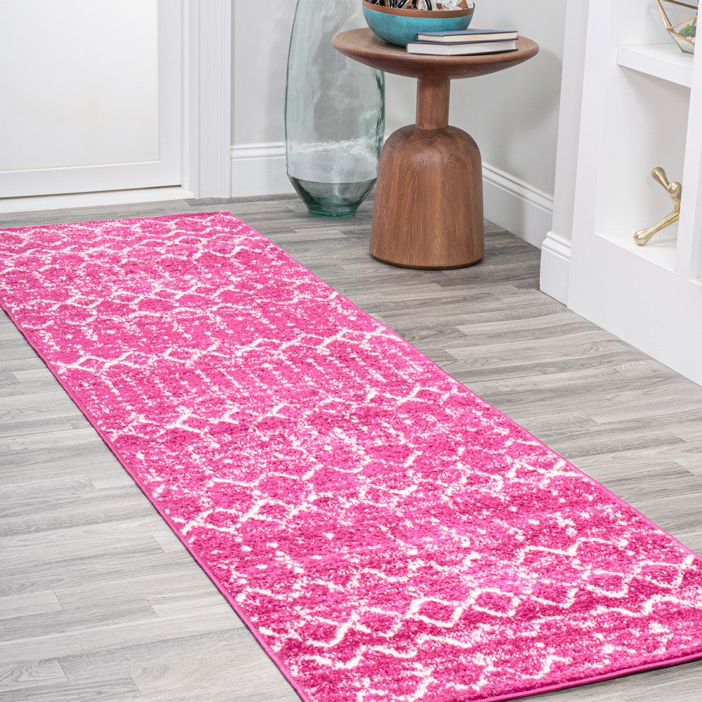 JONATHAN Y | Moroccan Hype Boho Vintage Diamond Area Rug Fuchsia/Ivory
