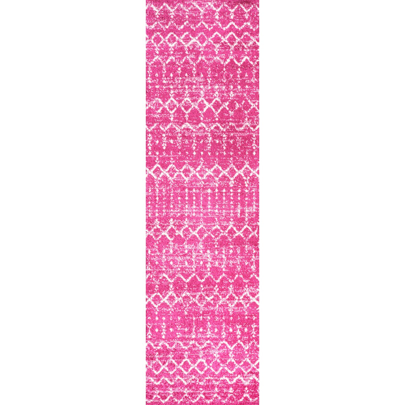 Moroccan Hype Boho Vintage Diamond Area Rug Fuchsia/Ivory