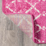 Moroccan Hype Boho Vintage Diamond Area Rug Fuchsia/Ivory