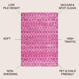Moroccan Hype Boho Vintage Diamond Area Rug Fuchsia/Ivory