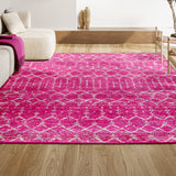 Moroccan Hype Boho Vintage Diamond Area Rug Fuchsia/Ivory