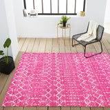 Moroccan Hype Boho Vintage Diamond Area Rug Fuchsia/Ivory