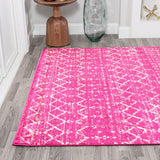 Moroccan Hype Boho Vintage Diamond Area Rug Fuchsia/Ivory