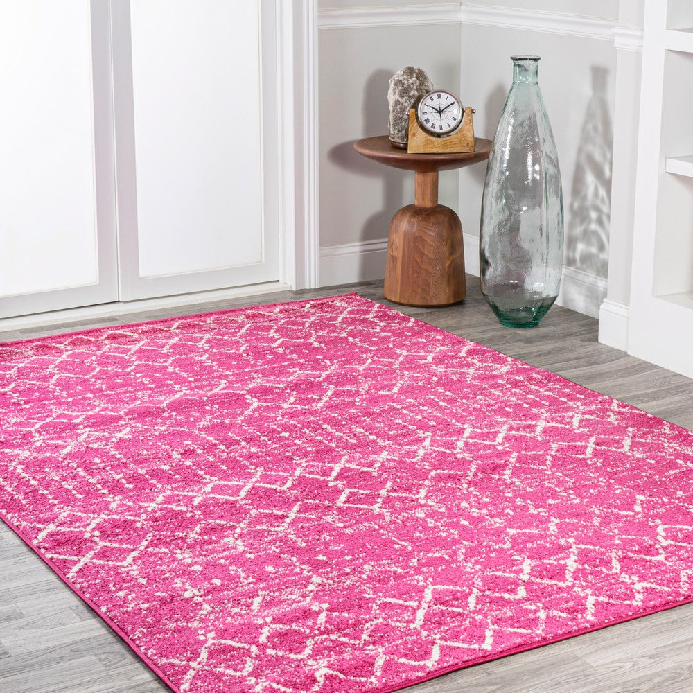 JONATHAN Y | Moroccan Hype Boho Vintage Diamond Area Rug Fuchsia/Ivory