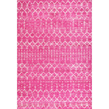 Moroccan Hype Boho Vintage Diamond Area Rug Fuchsia/Ivory