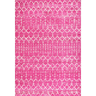 Moroccan Hype Boho Vintage Diamond Area Rug Fuchsia/Ivory