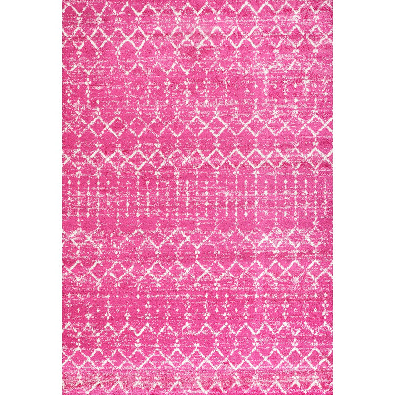 Moroccan Hype Boho Vintage Diamond Area Rug Fuchsia/Ivory