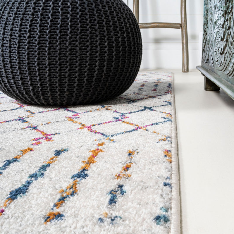 Moroccan Hype Boho Vintage Diamond Area Rug Cream/Multi