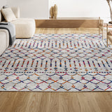 Moroccan Hype Boho Vintage Diamond Area Rug Cream/Multi