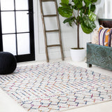 Moroccan Hype Boho Vintage Diamond Area Rug Cream/Multi