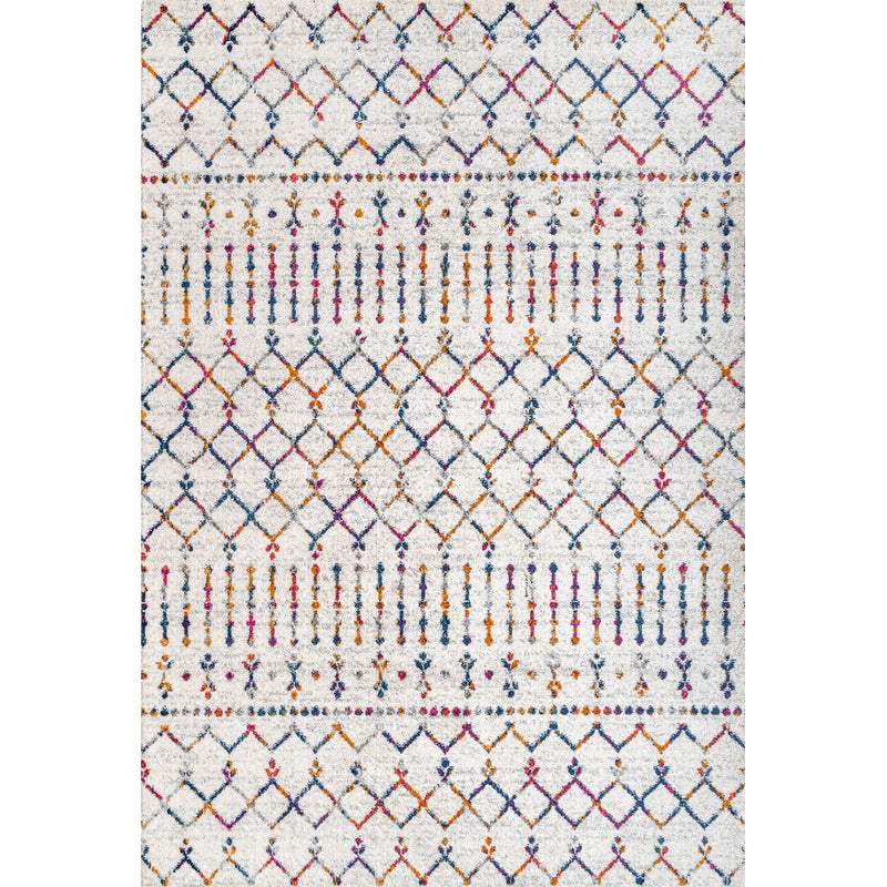 Moroccan Hype Boho Vintage Diamond Area Rug Cream/Multi