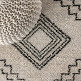 Amir Moroccan Beni Souk Area Rug Cream/Black / Round / 3' Round – DETAIL