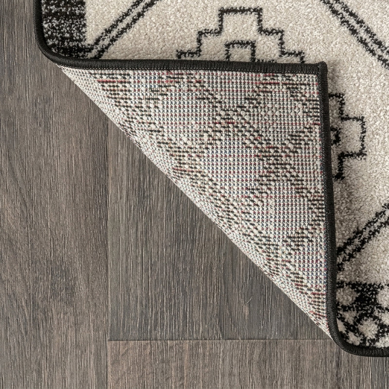 Amir Moroccan Beni Souk Area Rug Cream/Black / Square / 3' Square – BACK
