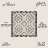 Amir Moroccan Beni Souk Area Rug Cream/Black / Square / 3' Square – ICONS