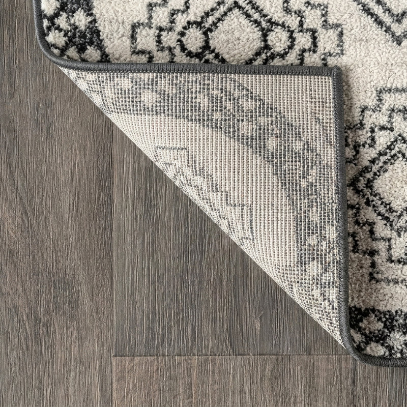 Amir Moroccan Beni Souk Area Rug Cream/Gray / Round / 3' Round – BACK