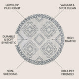 Amir Moroccan Beni Souk Area Rug Cream/Gray / Round / 3' Round – ICONS