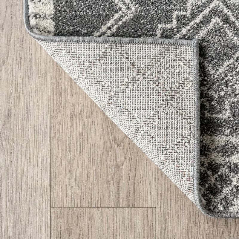 Amir Moroccan Beni Souk Area Rug Gray/Cream / Runner / 2'3" X 8' – BACK