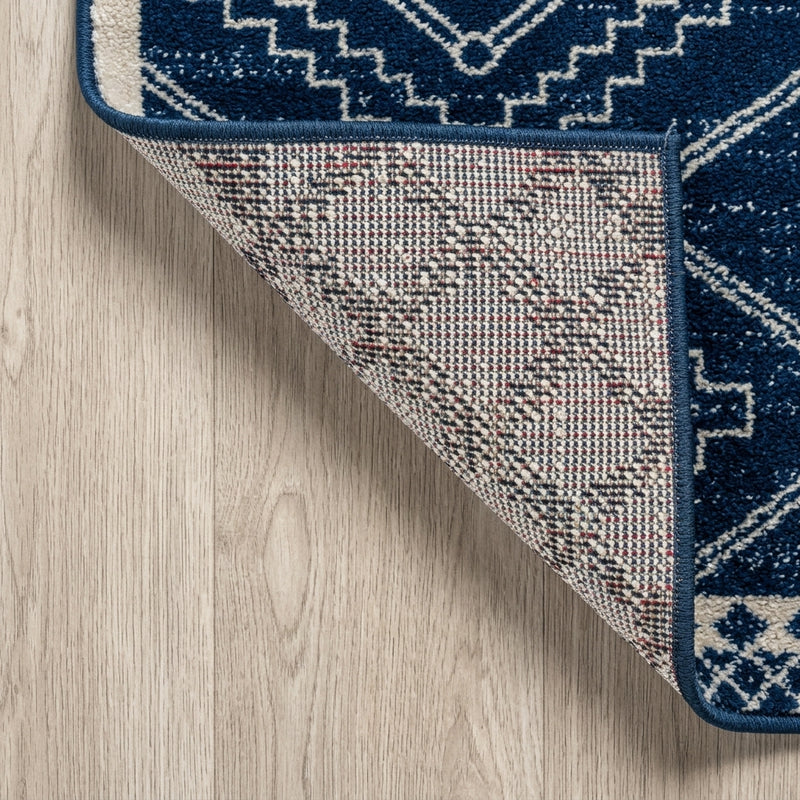 Amir Moroccan Beni Souk Area Rug Navy/Ivory / Runner / 2'3" X 8' – BACK