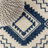 Amir Moroccan Beni Souk Area Rug Navy/Ivory / Runner / 2'3" X 8' – DETAIL