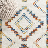 Amir Moroccan Beni Souk Area Rug Ivory/Blue/Orange / Runner / 2'3" X 8' – DETAIL