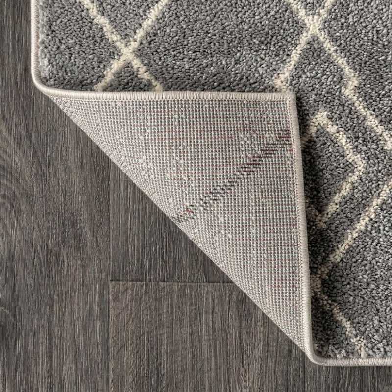 Alia Moroccan Beni Souk Area Rug Gray/Cream / Runner / 2'3" X 8' – BACK