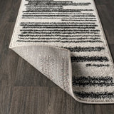 Khalil Modern Berber Stripe Area Rug Cream/Black / Runner / 2'2" X 8' – BACK