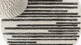 Khalil Modern Berber Stripe Area Rug Cream/Black / Round / 3' Round – DETAIL