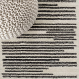 Khalil Modern Berber Stripe Area Rug Cream/Black / Square / 3' Square – DETAIL