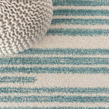 Khalil Modern Berber Stripe Area Rug Cream/Turquoise / Runner / 2'2" X 8' – DETAIL