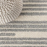 Khalil Modern Berber Stripe Area Rug Cream/Gray / Runner / 2'2" X 8' – DETAIL