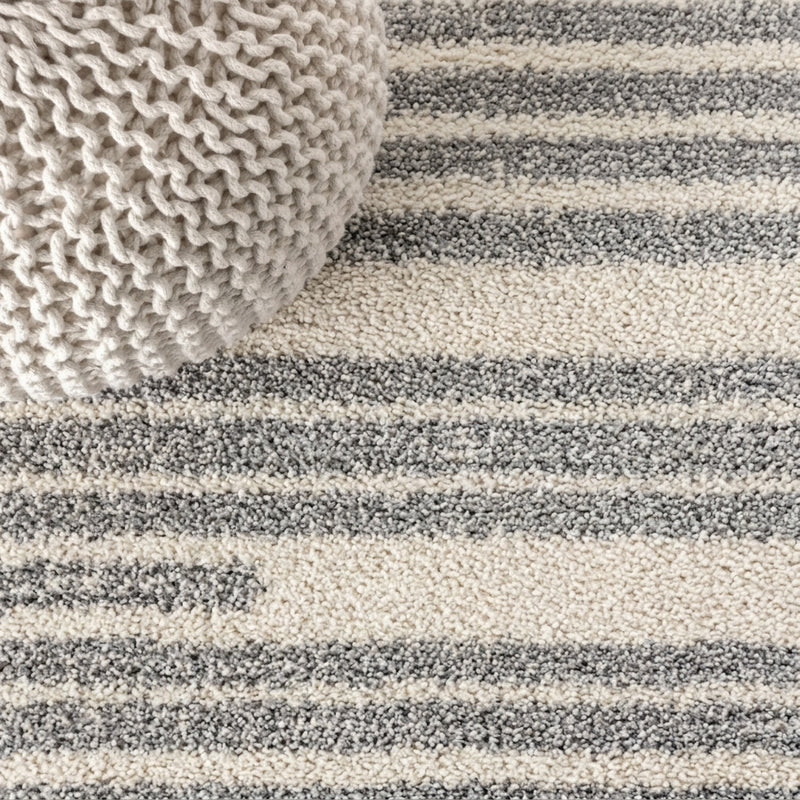 Khalil Modern Berber Stripe Area Rug Cream/Gray / Runner / 2'2" X 8' – DETAIL