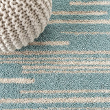 Khalil Modern Berber Stripe Area Rug Turquoise/Cream / Runner / 2'2" X 8' – DETAIL