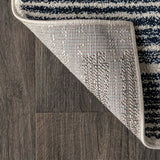 Khalil Modern Berber Stripe Area Rug Cream/Navy / Runner / 2'2" X 8' – BACK