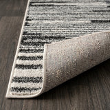 Khalil Modern Berber Stripe Area Rug Black/Cream / Runner / 2'2" X 8' – BACK
