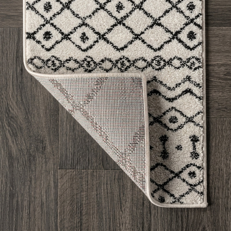 Aksil Moroccan Beni Souk Area Rug Cream/Black / Runner / 2'2" X 8' – BACK