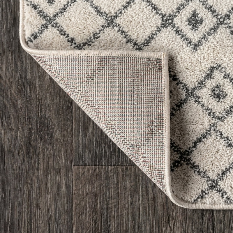 Aksil Moroccan Beni Souk Area Rug Cream/Gray / Runner / 2'2" X 8' – BACK