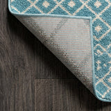 Aksil Moroccan Beni Souk Area Rug Turquoise/Cream / Runner / 2'2" X 8' – BACK