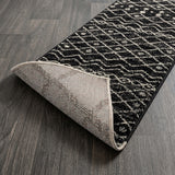 Aksil Moroccan Beni Souk Area Rug Black/Cream / Runner / 2'2" X 8' – BACK