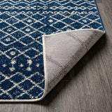 Aksil Moroccan Beni Souk Area Rug Navy/Cream / Runner / 2'2" X 8' – BACK
