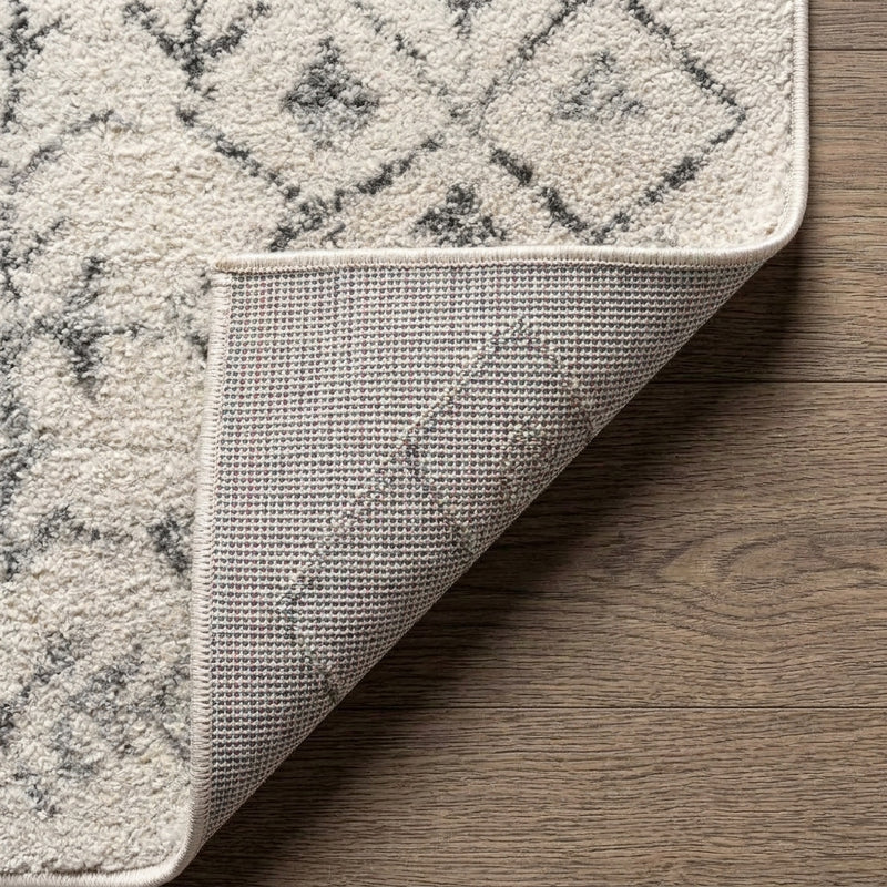 Ziri Moroccan Geometric Area Rug Cream/Gray / Runner / 2'2" X 8' – BACK
