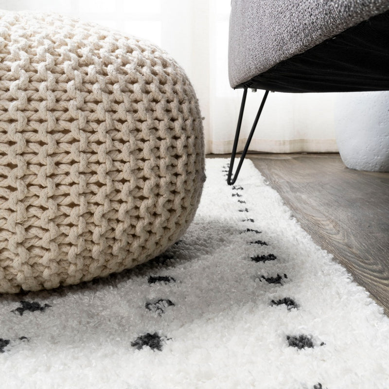 Pele Modern Geometric Dot Shag Area Rug