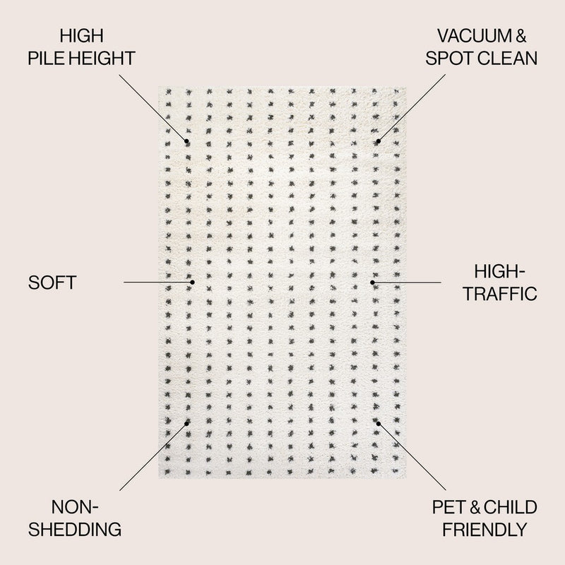 Pele Modern Geometric Dot Shag Area Rug
