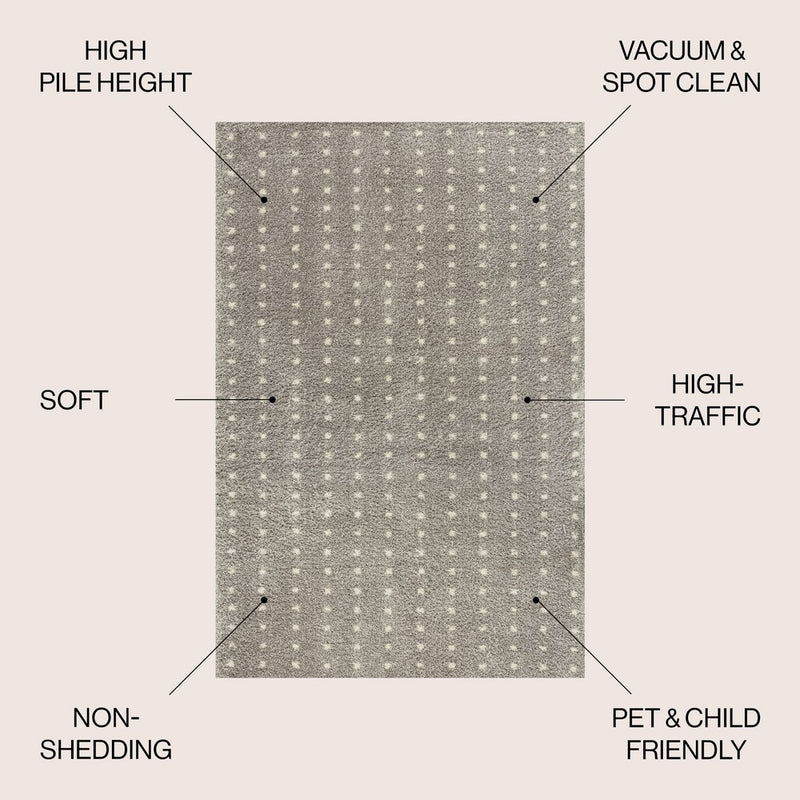 Pele Modern Geometric Dot Shag Area Rug