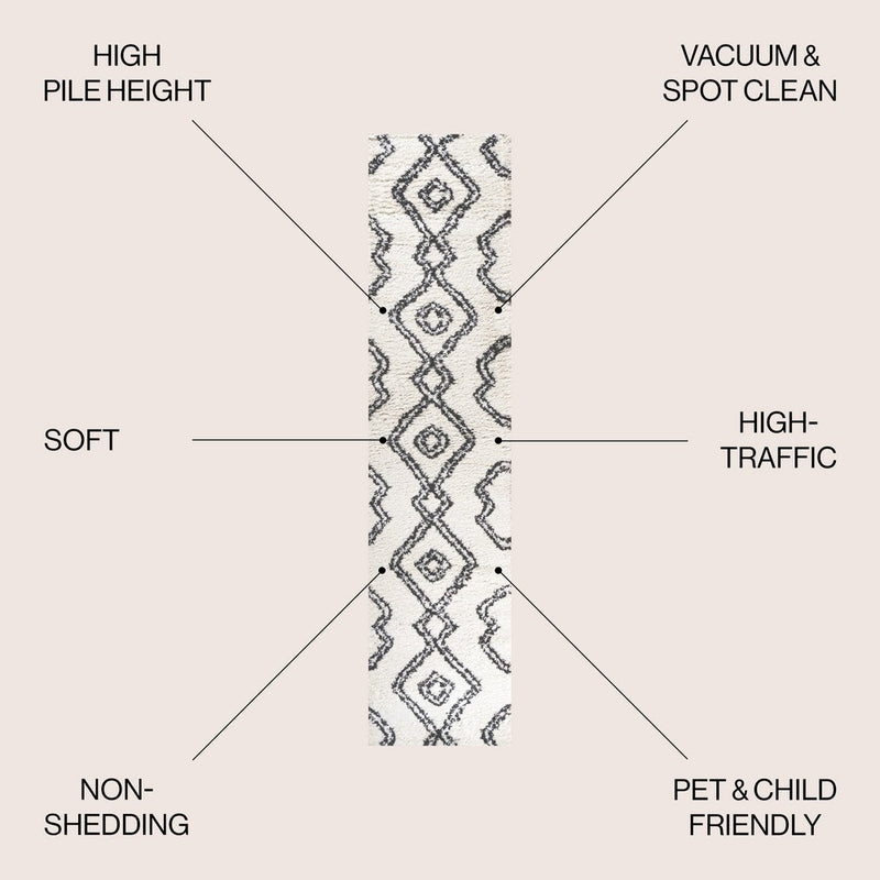 Deia Moroccan Style Diamond Shag Area Rug