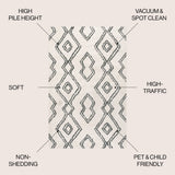 Deia Moroccan Style Diamond Shag Area Rug